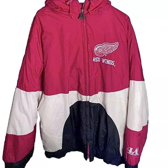 Vintage 90’s Detroit Red Wings Logo Athletic Puffer Jacket - Picture 1 of 6